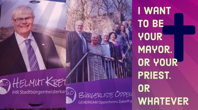 I want to be your mayor. Or your priest. Or whatever (hellish election posters part 666) 1