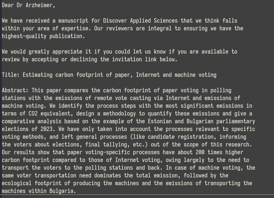 Invitation to review 
