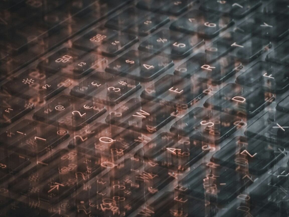 abstract computer keyboard letters and numbers